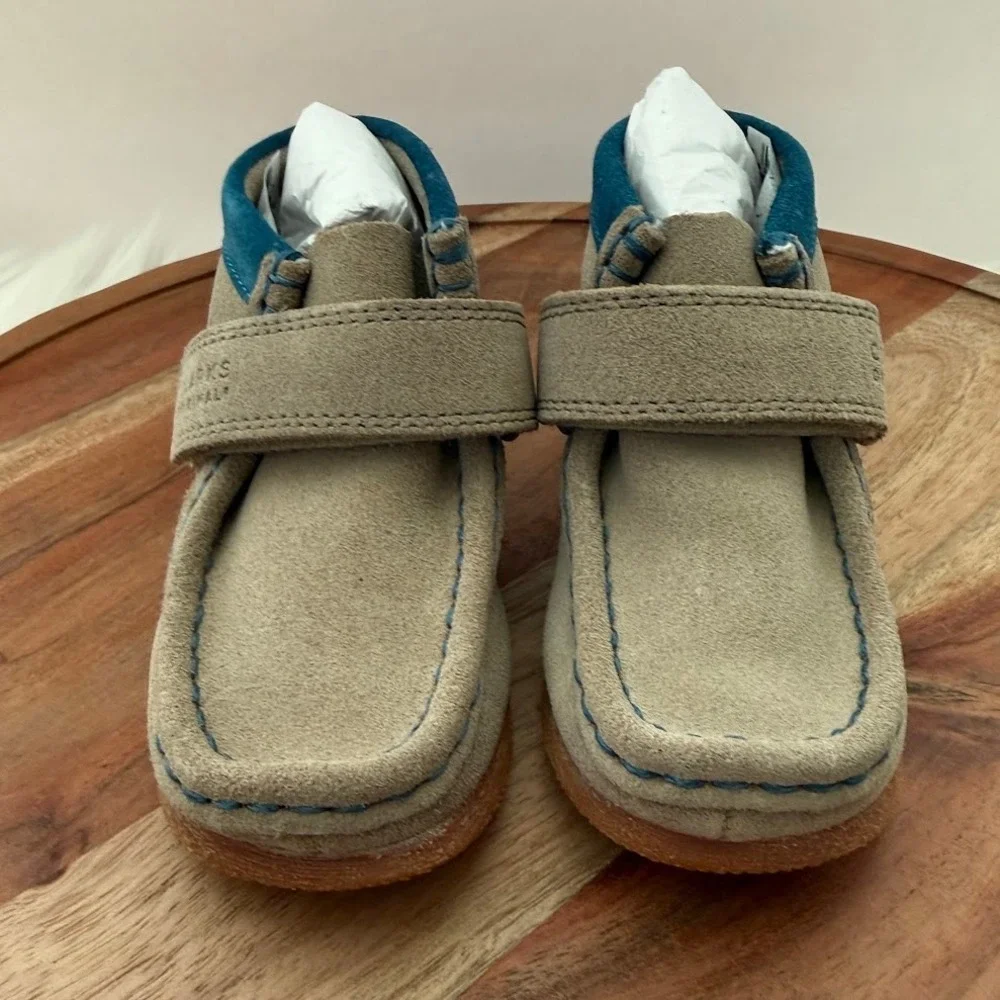 Clarks‎ Originals Wallabee Boot Toddler 6.5W Sand Combi Suede Teal 261681267060
